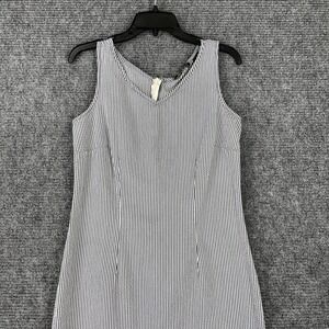 Eddie Bauer seersucker Y2K Nautical Navy/White Striped Dress Coastal